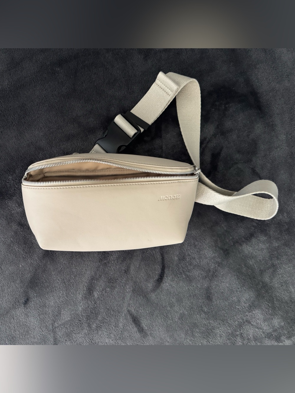 Monos Metro Sling Vegan Leather Crossbody Bag in Ivory color
